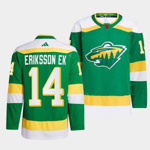 Minnesota Wild #14 Joel Eriksson Ek Green 2022-23 Reverse Retro Stitched Jersey