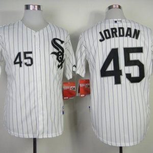 White Sox #45 Michael Jordan Stitched White Black Strip Jersey