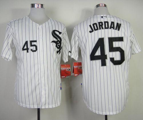 White Sox #45 Michael Jordan Stitched White Black Strip Jersey