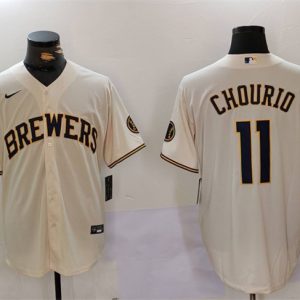 Milwaukee Brewers #11 Jackson Chourio Cream Cool Base Stitched Jersey