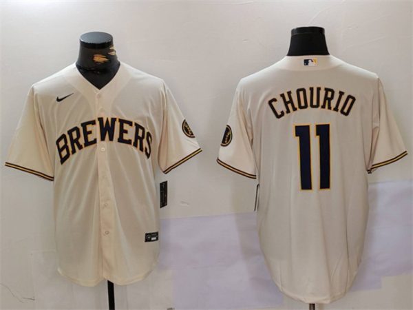 Milwaukee Brewers #11 Jackson Chourio Cream Cool Base Stitched Jersey