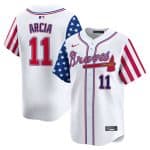 Atlanta Braves #11 Orlando Arcia White 2024 Independence Day Vapor Limited Stitched Jersey