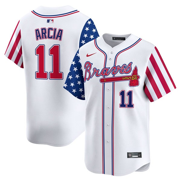 Atlanta Braves #11 Orlando Arcia White 2024 Independence Day Vapor Limited Stitched Jersey