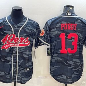 San Francisco 49ers #13 Brock Purdy Grey Camo With Patch Cool Base Stitched Jersey