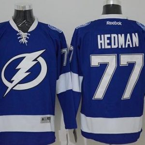 Lightning #77 Victor Hedman Blue Stitched Jersey
