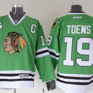 Blackhawks #19 Jonathan Toews Green Stitched Jersey