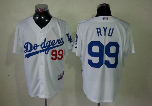 Dodgers #99 Hyun-Jin Ryu White Cool Base Stitched Jersey