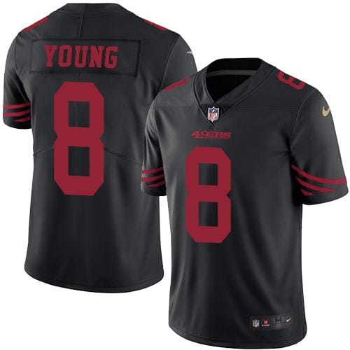 49ers #8 Steve Young Black Stitched Limited Rush Nike Jersey