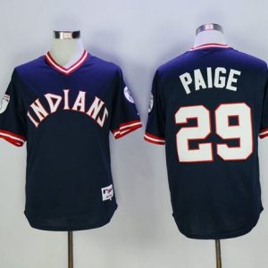 Indians #29 Satchel Paige Navy Blue 1976 Turn Back The Clock Stitched Jersey