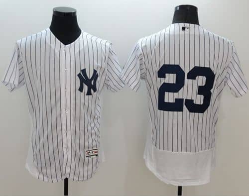 Yankees #23 Don Mattingly White Strip Flexbase Authentic Collection Stitched Jersey
