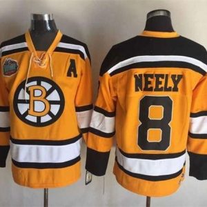 Bruins #8 Cam Neely Yellow Winter Classic CCM Throwback Stitched Jersey