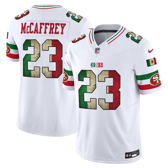 San Francisco 49ers #23 Christian McCaffrey White 2025 F.U.S.E. Mexico Vapor Limited Football Stitched Jersey