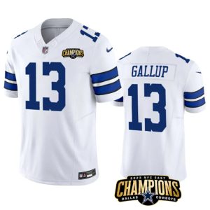 Dallas Cowboys #13 Michael Gallup White 2023 F.U.S.E. NFC East Champions Patch Stitched Jersey
