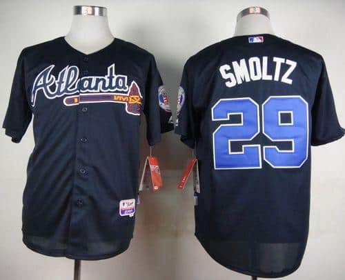 Braves #29 John Smoltz Blue Cool Base Stitched Jersey