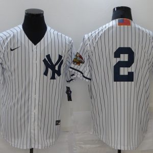 New York Yankees #2 Derek Jeter White Strip World Series Cool Base Stitched Baseball Jersey