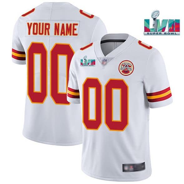 Kansas City Chiefs Custom White Super Bowl LVII Patch Vapor Untouchable Limited Stitched Jersey