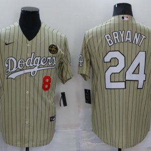 Los Angeles Dodgers Front #8 Back #24 Kobe Bryant Cream Cool Base Stitched Jersey