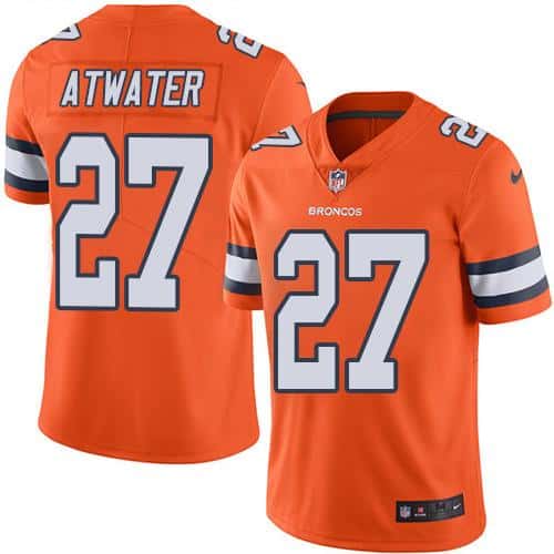 Broncos #27 Steve Atwater Orange Stitched Limited Rush Nike Jersey