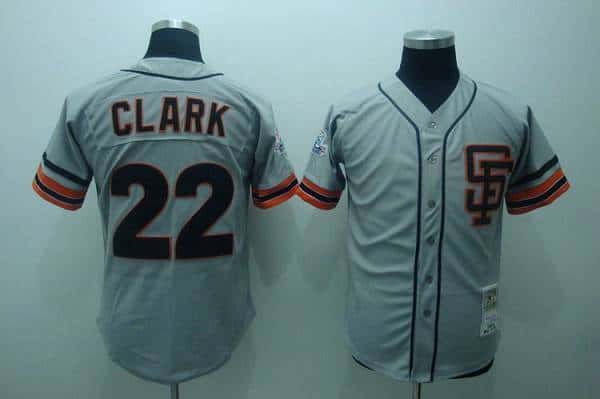 Mitchell And Ness Giants #22 Will Clark Stitched Grey Throwback Jersey
