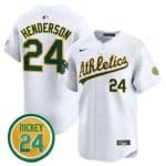 Oakland Athletics #24 Rickey Henderson White 2024 Home Limited With Rickey Henderson Patch Stitched Jersey