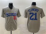 Santurce Crabbers #21 Roberto Clemente Gray Cool Base Stitched Jersey