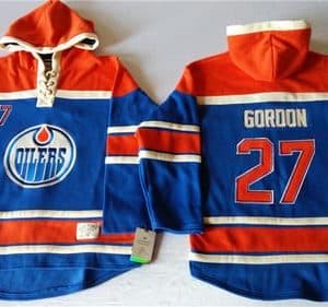 Oilers #27 Boyd Gordon Light Blue Sawyer Hooded Sweatshirt Stitched Jersey