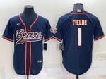 Chicago Bears #1 Justin Fields Navy Cool Base Stitched Baseball Jersey