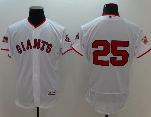 Giants #25 Barry Bonds White Fashion Stars Stripes Flexbase Authentic Stitched Jerseys