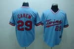 Mitchelland Ness Twins #29 Rod Carew Stitched Light Blue Throwback Jersey