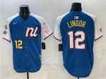 National League #12 Francisco Lindor Blue Alternate 2025 All-Star With Patch Edition Limited Stitched Jersey
