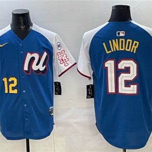 National League #12 Francisco Lindor Blue Alternate 2025 All-Star With Patch Edition Limited Stitched Jersey