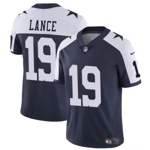 Dallas Cowboys #19 Trey Lance Navy White Thanksgiving Vapor Untouchable Limited Stitched Jersey