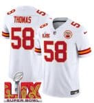 Kansas City Chiefs #58 Derrick Thomas White 2025 F.U.S.E. Super Bowl LIX Patch Vapor Untouchable Limited Stitched Jersey