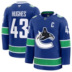 Vancouver Canucks #43 Quinn Hughes Blue 2024-25 Home Stitched Jersey