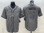 Philadelphia Eagles #6 DeVonta Smith Gray With Patch Cool Base Stitched Baseball Jersey