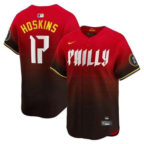 Philadelphia Phillies #17 Rhys Hoskins Red 2024 City Connect Limited Stitched Jersey