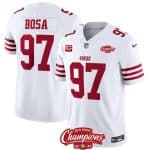 San Francisco 49ers #97 Nick Bosa White 2023 F.U.S.E. With 2-Star C Ptach And NFC West Champions Patch Stitched Jersey