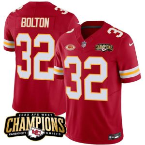 Kansas City Chiefs #32 Nick Bolton Red 2023 F.U.S.E. AFC West Champions With "NKH" Patch Vapor Untouchable Limited Stitched Jersey