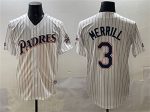 San Diego Padres #3 Jackson Merrill White Throwback With Patch Cool Base Stitched Jersey