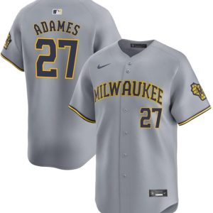 Milwaukee Brewers #27 Willy Adames Gray 2024 Away Limited Stitched Jersey