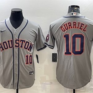 Houston Astros #10 Yuli Gurriel Gray With Patch Cool Base Stitched Jersey