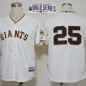 Giants #25 Barry Bonds Cream Cool Base W 2014 World Series Patch Stitched Jersey