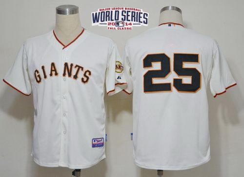 Giants #25 Barry Bonds Cream Cool Base W 2014 World Series Patch Stitched Jersey