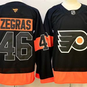 Philadelphia Flyers #46 Trevor Zegras Black 2024 Stitched Jersey