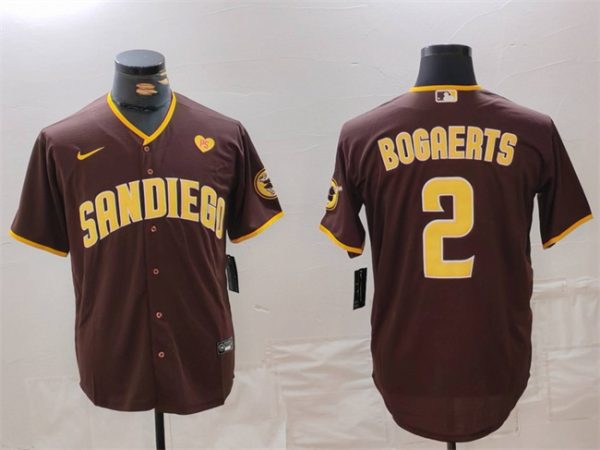San Diego Padres #2 Xander Bogaerts Brown With PS Patch Cool Base Stitched Jersey