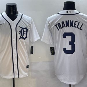 Detroit Tigers #3 Alan Trammell White Cool Base Stitched Jersey