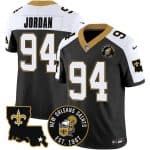 New Orleans Saints #94 Cameron Jordan Black F.U.S.E. EST. 1967 Patch Vapor Stitched Jersey