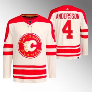 Calgary Flames #4 Rasmus Andersson 2023 Cream Classic Primegreen Stitched Jersey