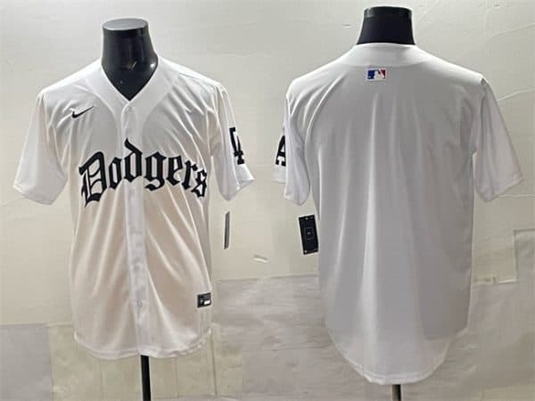 Los Angeles Dodgers Blank White 2025 LA Gothic Style Vapor Premier Limited Stitched Jersey