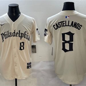 Philadelphia Phillies #8 Nick Castellanos Cream Gothic Vapor Limited Stitched Jersey